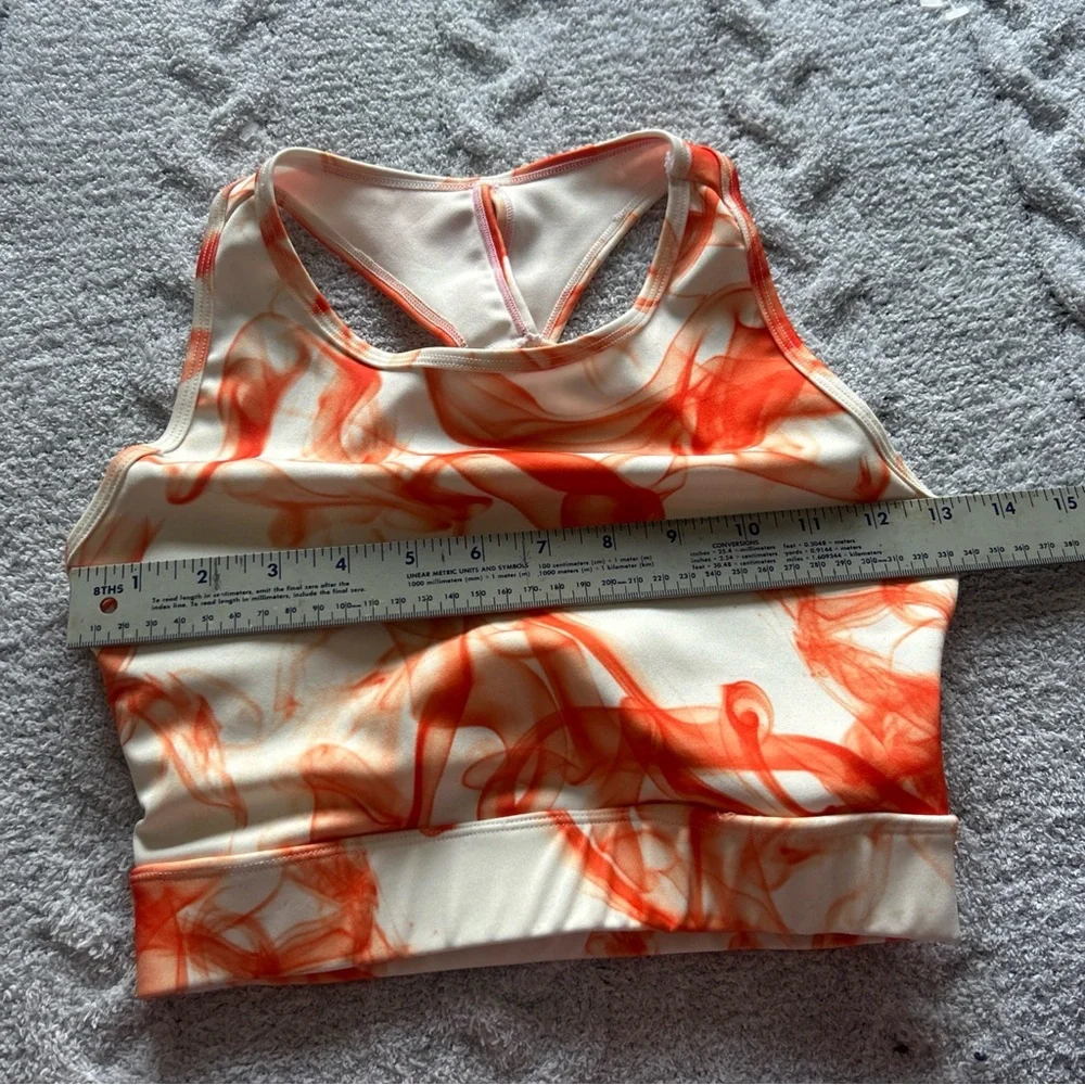 LA Society 2 Piece Leggings Sprorts Bra Athletic Matching Set Orange Cream Small
